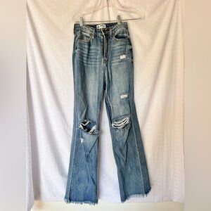 PTCL Distressed Flare Raw Hem Jeans 25